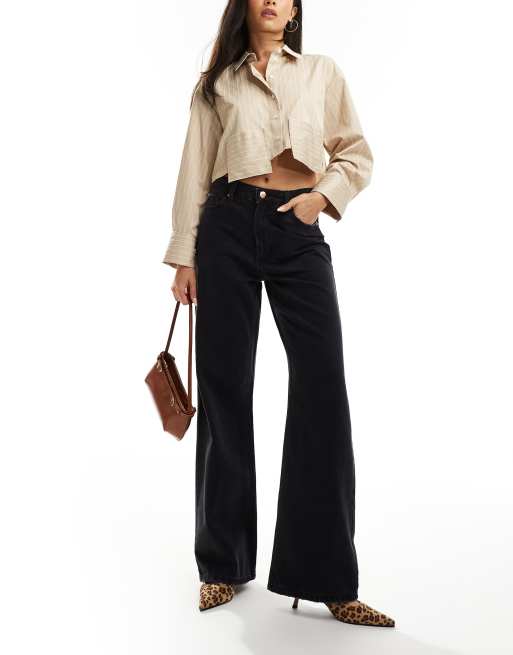 River Island - Jeans met rechte pijpen in zwart 
