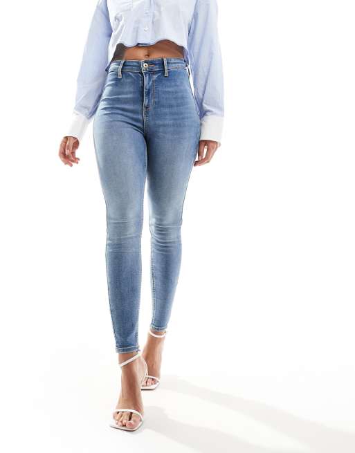 River Island - Jeans met skinny pijpen in middenblauw