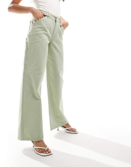 River Island - Jeans met wijde pijpen in middengroen