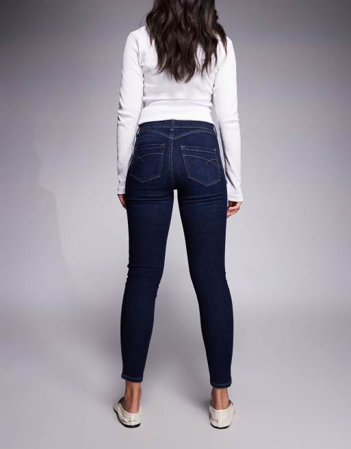 River Island - Jeans modellanti a vita medio alta blu lavaggio scuro, 2 di 5