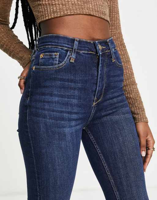 River Island - Jeans skinny a vita alta in denim scuro, 3 di 4