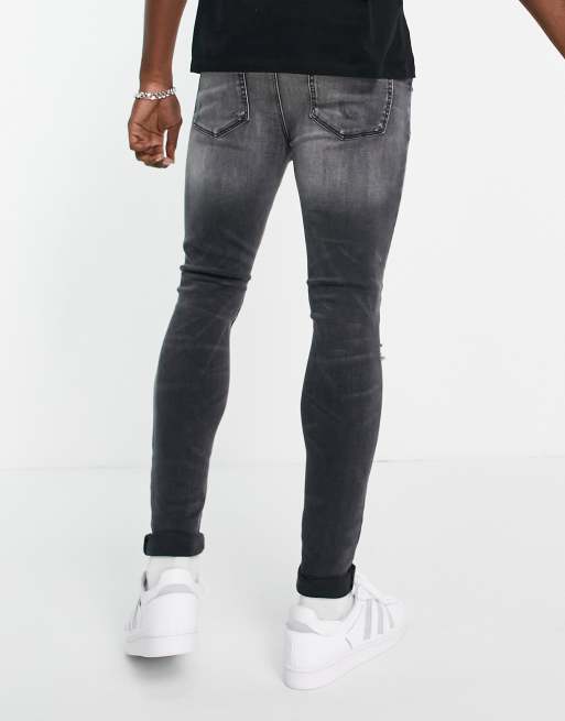 River Island - Jeans spray on nero slavato con strappi , 3 di 4