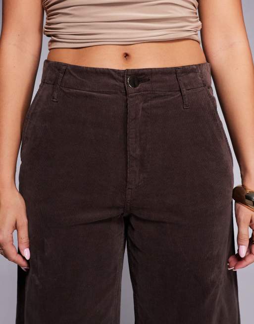 River Island - Jeans stile palazzo in velluto a coste marrone cioccolato, 5 di 5