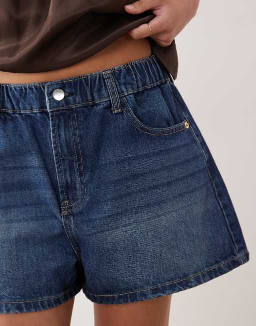 River Island – Jeansshorts in Mittelblau mit elastischem Bund, 3 von 5