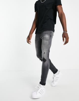 River Island – Jeansy o bardzo obcisłym kroju w odcieniu spranej czerni 