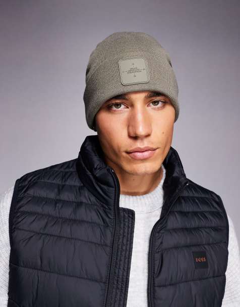 River Island jersey badge beanie in khaki - view 1