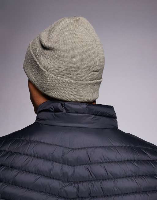 River Island jersey badge beanie in khaki, 3 of 3