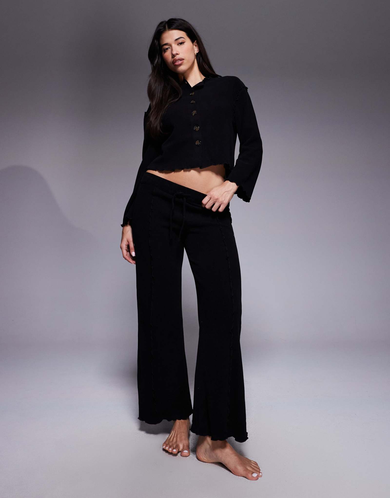 Черная одежда для отдыха из джерси River Island на пуговицах