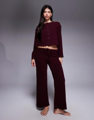 River Island Jersey Button Up Loungewear Set In Red