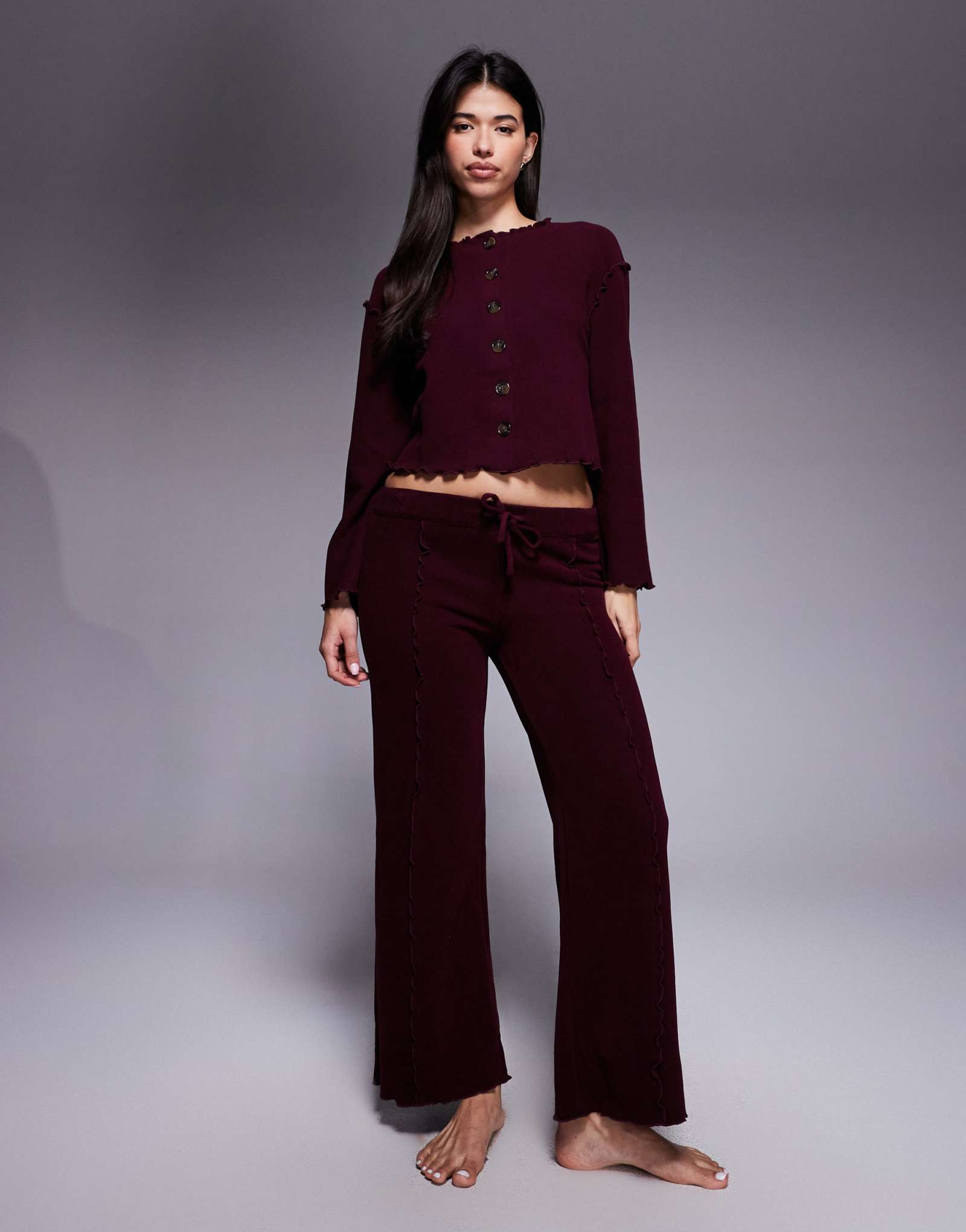 Костюм для отдыха из джерси River Island бордового цвета на пуговицах