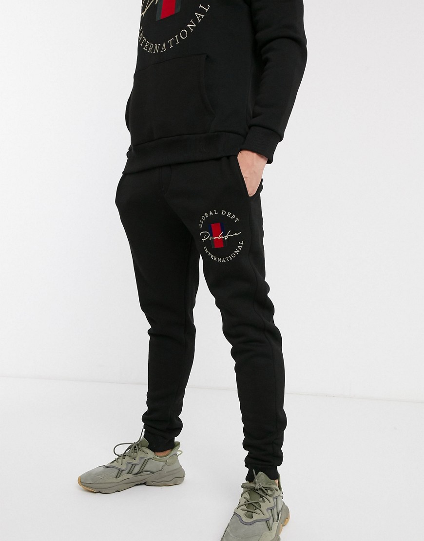 River Island joggers with prolific logo in black