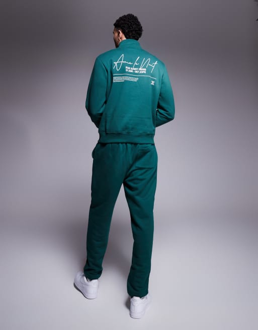 River Island - Joggingbroek met 'Ame le nuit' logo in groen, deel van co-ord set, 3 van 5