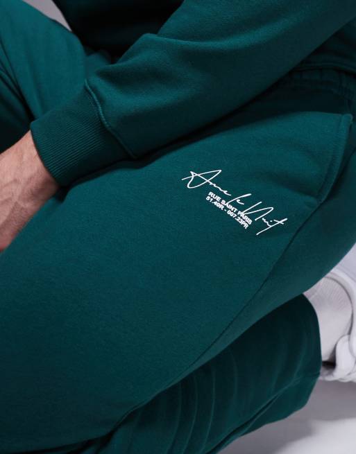 River Island - Joggingbroek met 'Ame le nuit' logo in groen, deel van co-ord set, 4 van 5