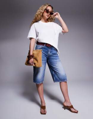 River Island - Jort aus Denim in mittelblauer Waschung