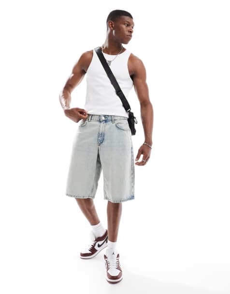 River Island jorts in vintage wash blue - view 1