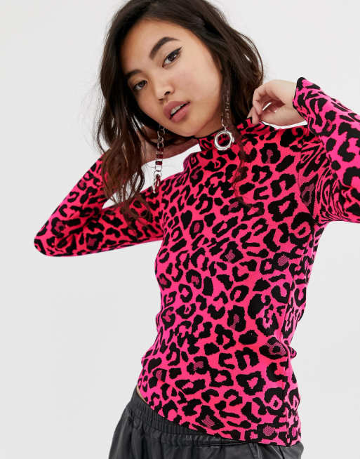 Pink animal 2025 print jumper