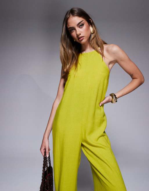 River Island – Jumpsuit aus Leinen in Limettengrün , 3 von 4