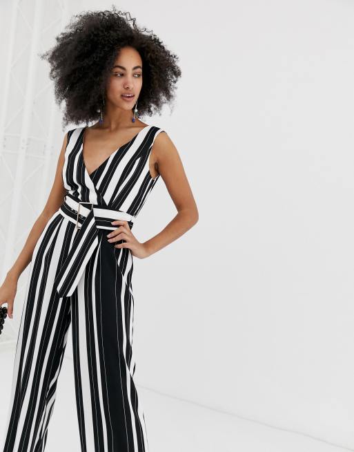 River Island jumpsuit with belt in stripe | ASOS