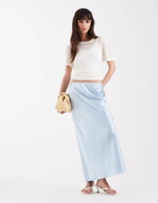 Jupe longue en satin - Bleu clair 38