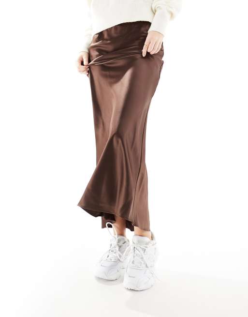 Jupe satin marron new arrivals