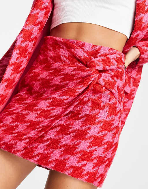 River Island - Jupe-short d'ensemble en bouclé à motif pied-de-poule - Rose vif, 4 de 4