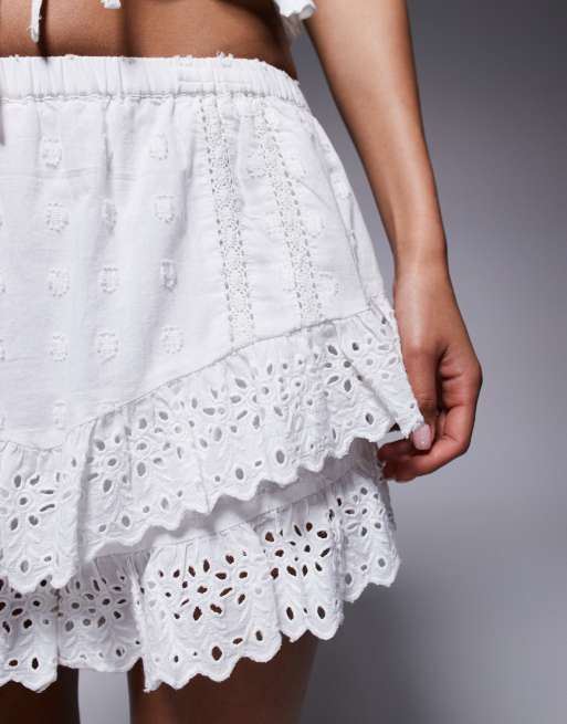 Mini Jupe River Island Couleur Or Blanc - Taille 10 - Occasion Très Bon état