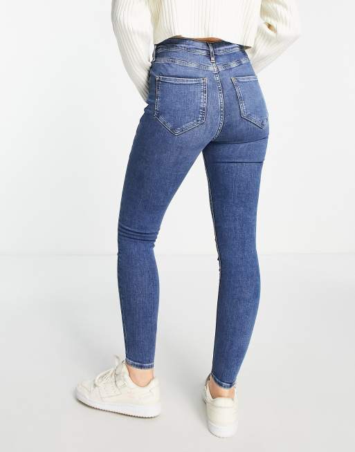 River Island Kaia high waisted skinny jean in medium blue