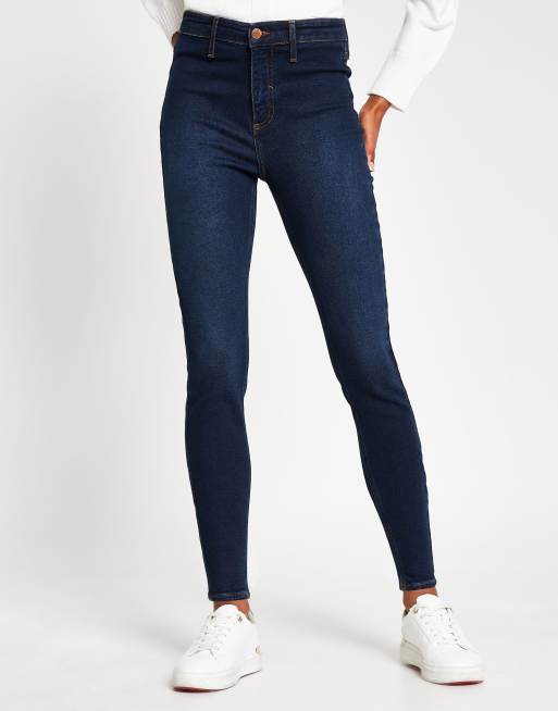Veste Jean Femme MNG Bleu Foncé Délavé - Taille XL - 2 Boutons - Occasion Très Bon état