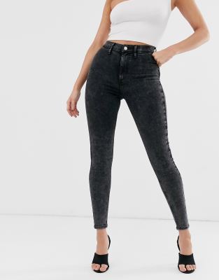 black acid wash skinny jeans