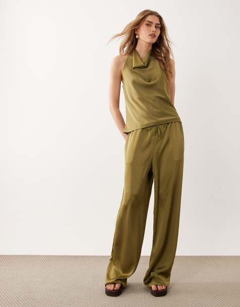 River Island – Kakifärgat set i satin - view 1