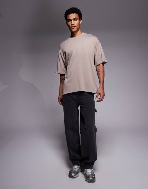 River Island – Kamiennobeżowy T-shirt oversize o pudełkowym kroju, 2 z 5