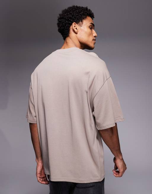 River Island – Kamiennobeżowy T-shirt oversize o pudełkowym kroju, 3 z 5