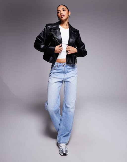 River Island – Kastige Bikerjacke aus Kunstleder ASOS