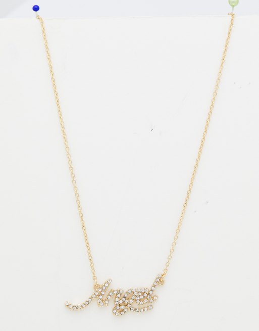 River Island - Ketting met ingelegde diamantjes in goud