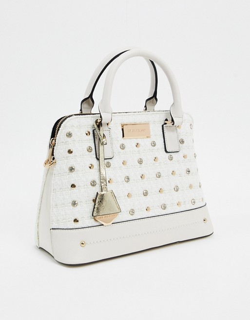 River Island kettle studded tote bag in cream