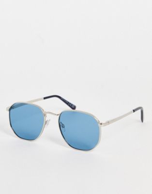 River Island key embossed round sunglasses in silver
