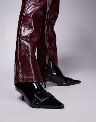 River Island Kitten Heel Boot In Black