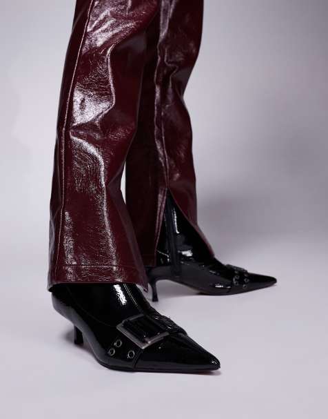 River Island kitten heel boot in black - view 1