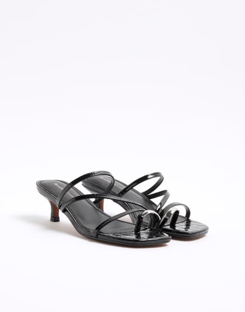 River Island Kitten heel mule sandals in black - view 1