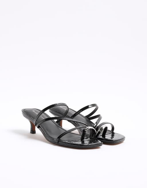 River Island Kitten heel mule sandals in black