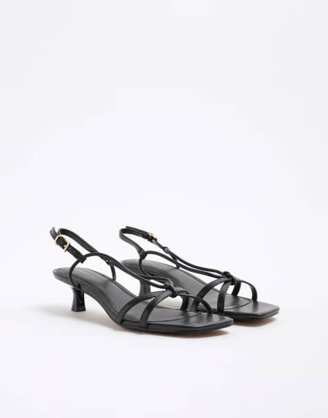 River Island kitten heel sandal in black - view 1