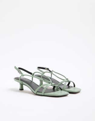  kitten heel strappy sandal in light green