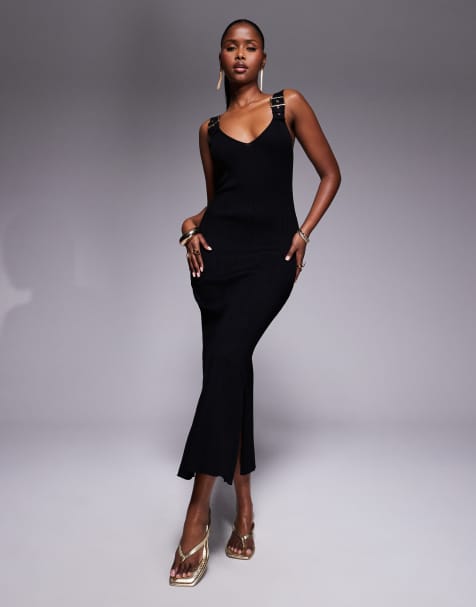 River Island – Kleid in Schwarz mit Schnallendetail - view 1