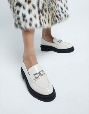 River Island - Klobige Loafer in Creme-Weiß