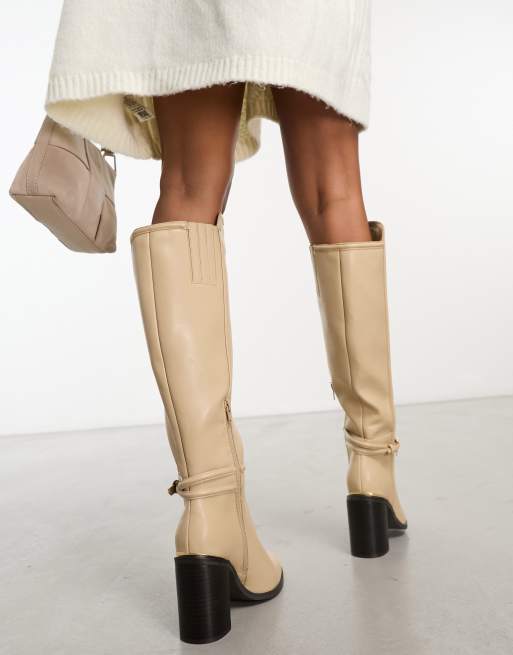 High knee best sale boots beige