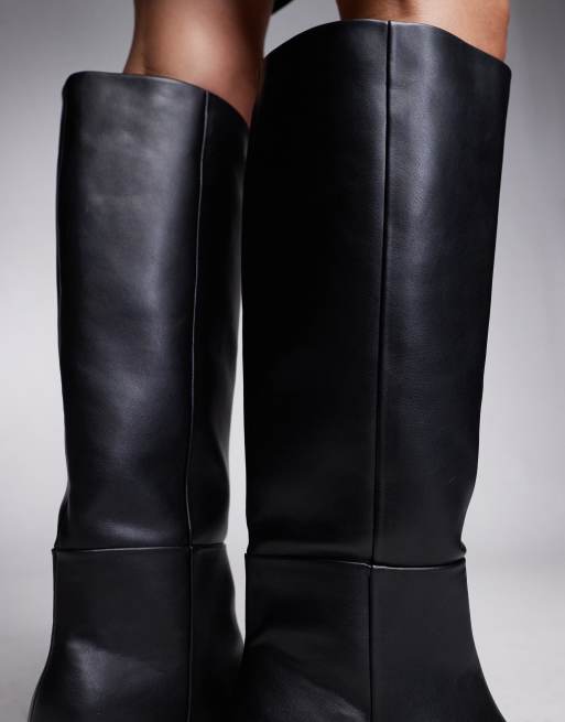 River Island - Kniehoge laarzen met kitten hakken in zwart, 3 van 4