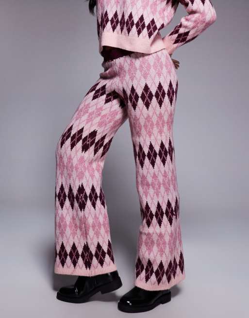 River Island knit argyle print pants in pink - part of a set, 4 of 5