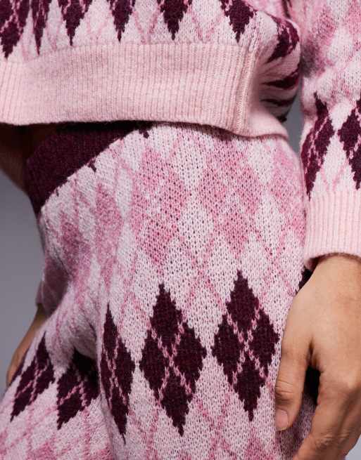 River Island knit argyle print pants in pink - part of a set, 5 of 5