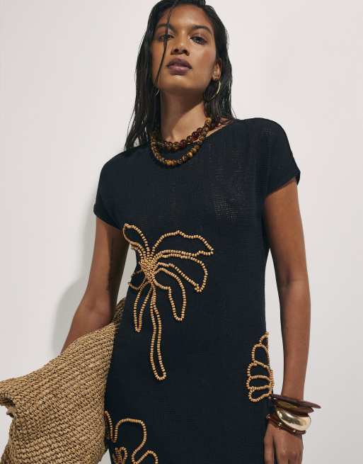river island beaded dress Knit midi beach in black Ikea Ikea HEMNES 8-drawer Elliana Size:1X (14-16) River Island Striped Wrap