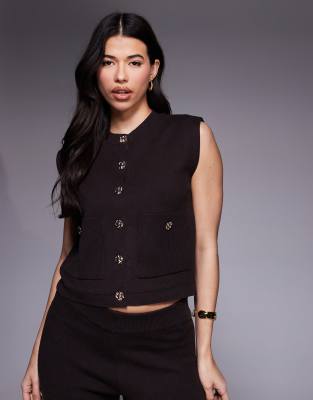 River Island Knit Detailing Vest In Black